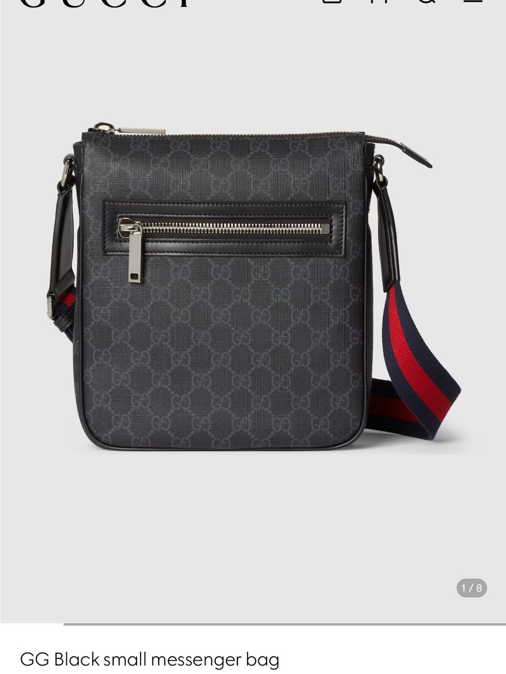Gucci Black Monogram Messenger with Red-Trim Web Strap